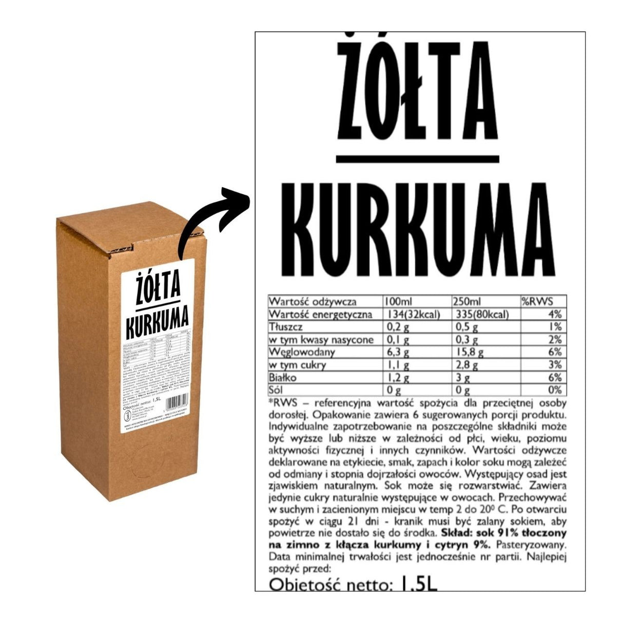 Sadvit sulas dzeltenā kurkuma 100% - 1500 ml