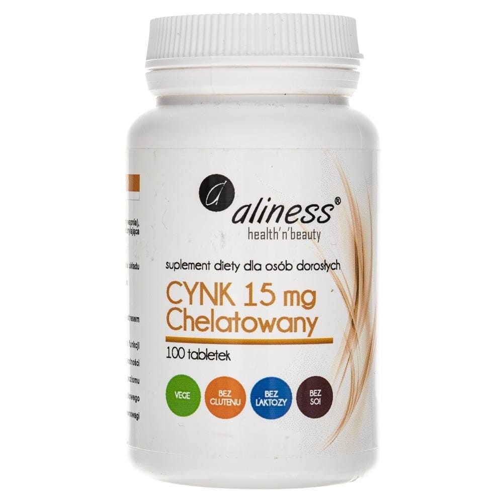 Aliness Chelated Zinc Diglycinate 15 mg - 100 Tablets