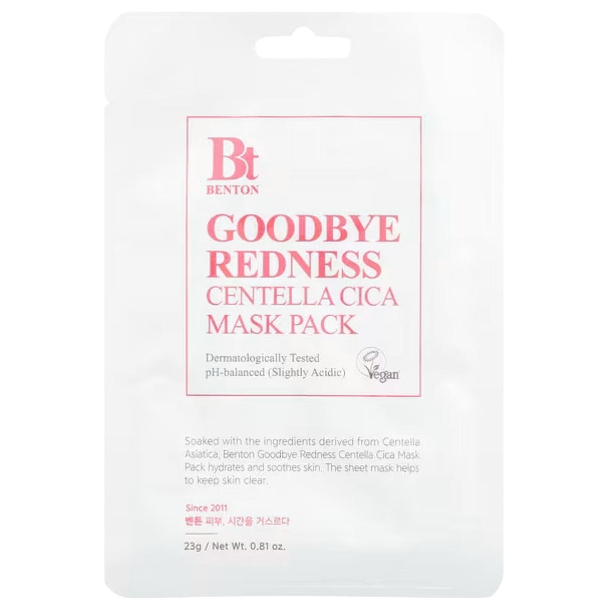 Benton Goodbye Redness Centella Soothing Sheet Mask – 10 Pieces