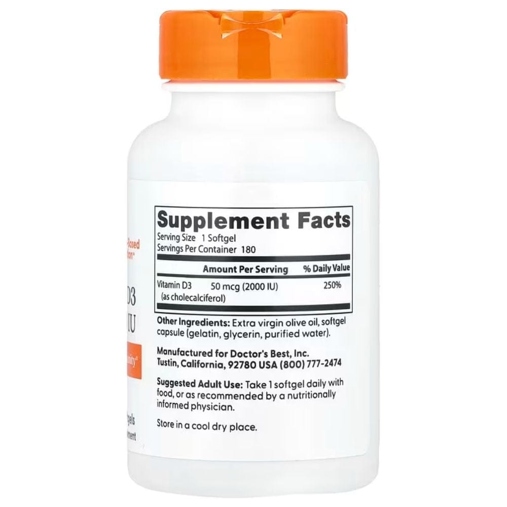 Doctor's Best Vitamin D3 2000 IU - 180 Softgels