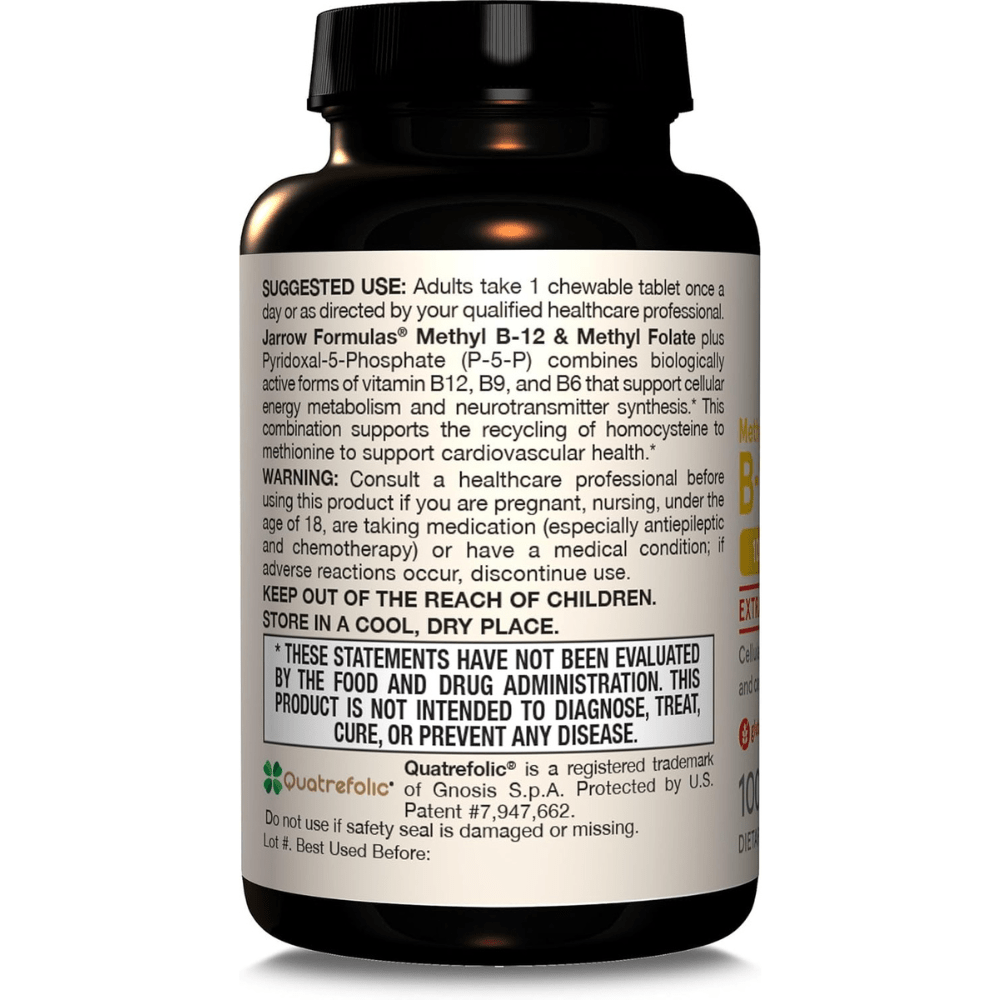 Jarrow Formulas Methyl B-12 5000 mcg & Methyl Folate 800 mcg Cherry - 60 Chewable Tablets