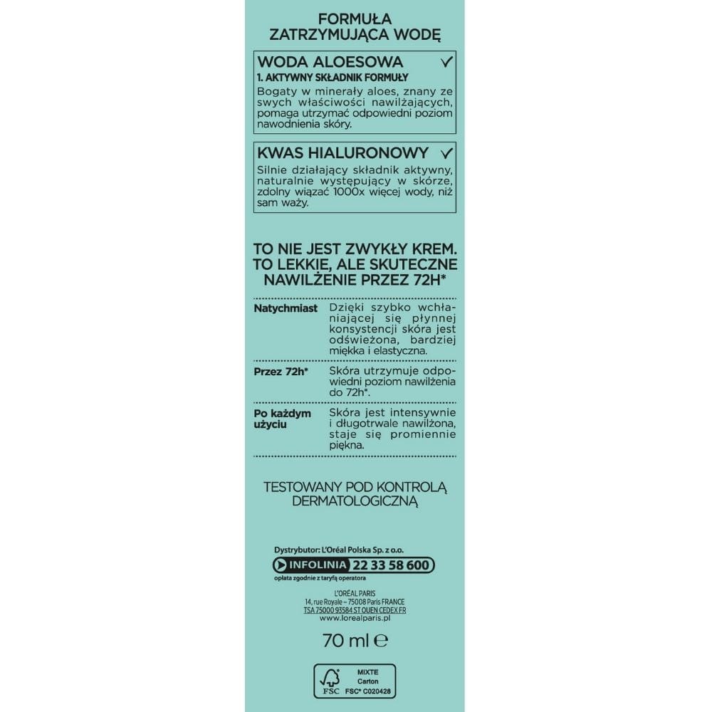 L'Oréal Paris Hydra Genius Moisturising Cream with Aloe Vera Water - 70 ml
