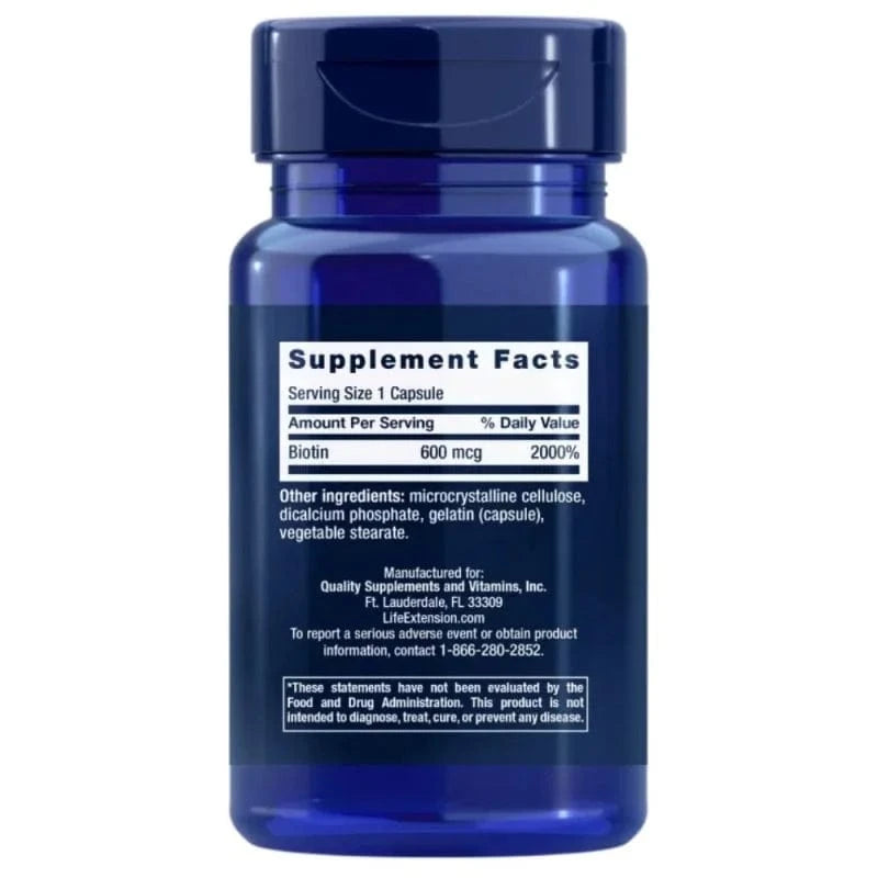 Life Extension Biotin 600 mg - 100 Capsules