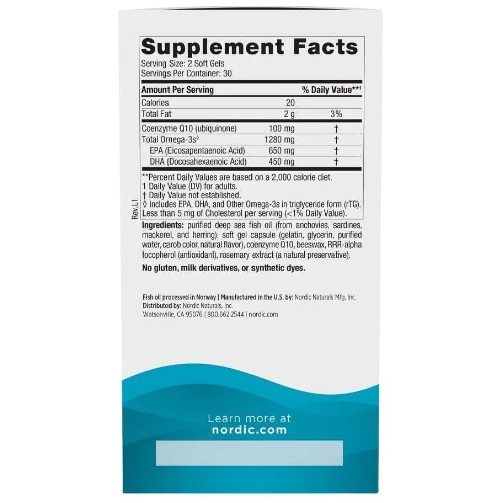 Nordic Naturals Ultimate Omega + CoQ10, Lemon - 60 Capsules