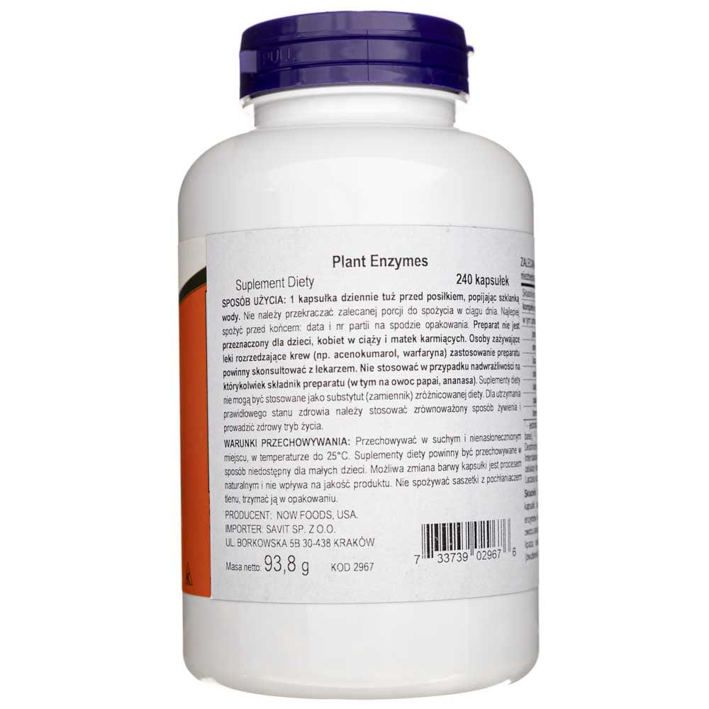 Now Foods Plant Enzymes - 240 Veg Capsules