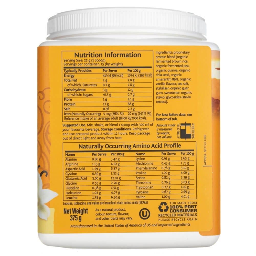 Sunwarrior Classic Plus Protein, Plant Protein, Vanilla - 375 g