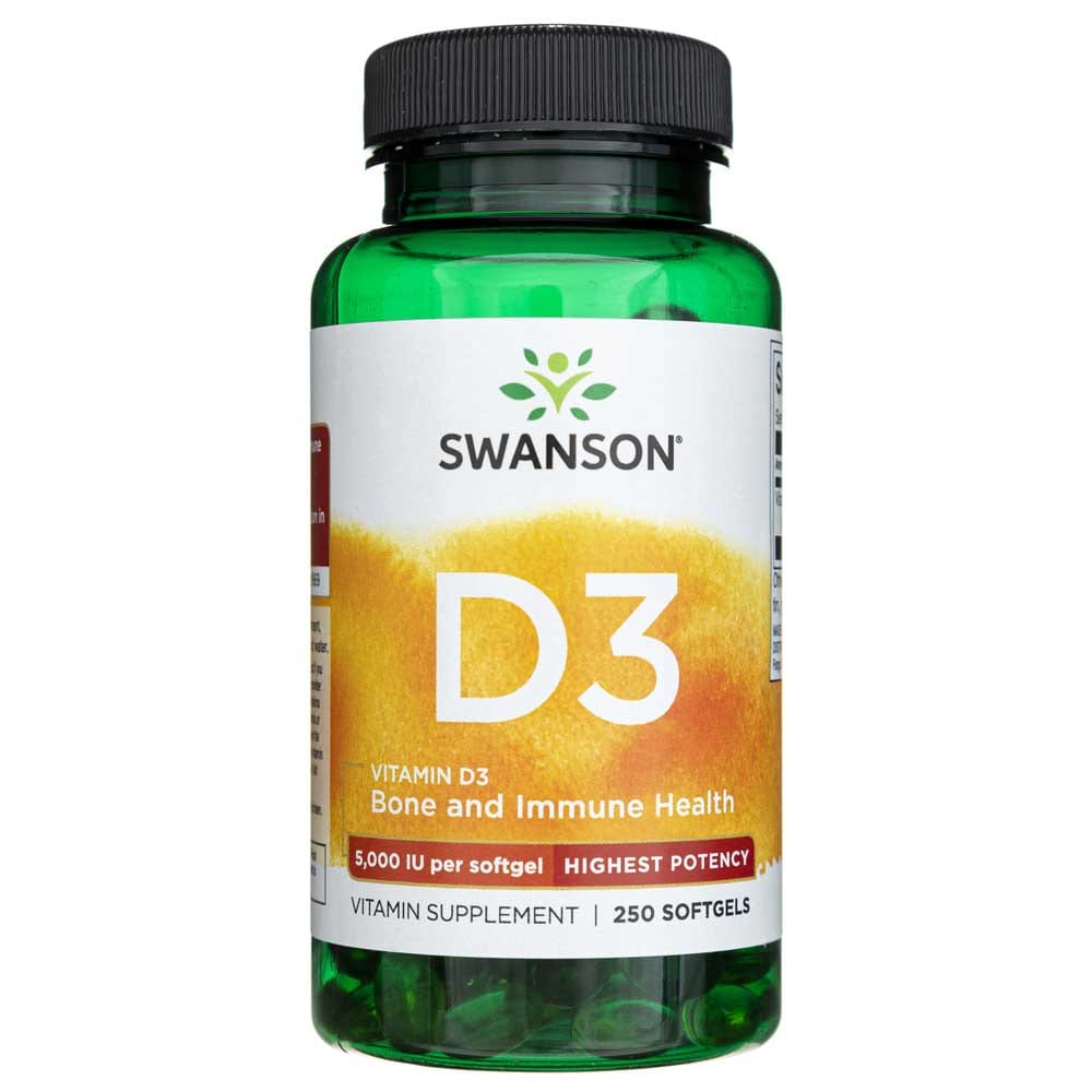 Swanson Vitamin D3 5000 IU (125 mcg) - 250 Softgels