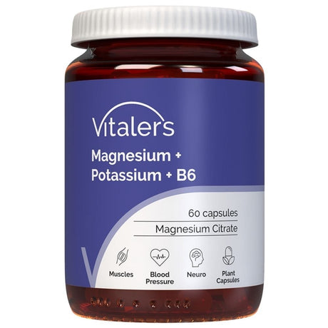 Vitaler's Magnijs 100 mg + Kālijs 150 mg + Vitamīns B6 6 mg - 60 kapsulas