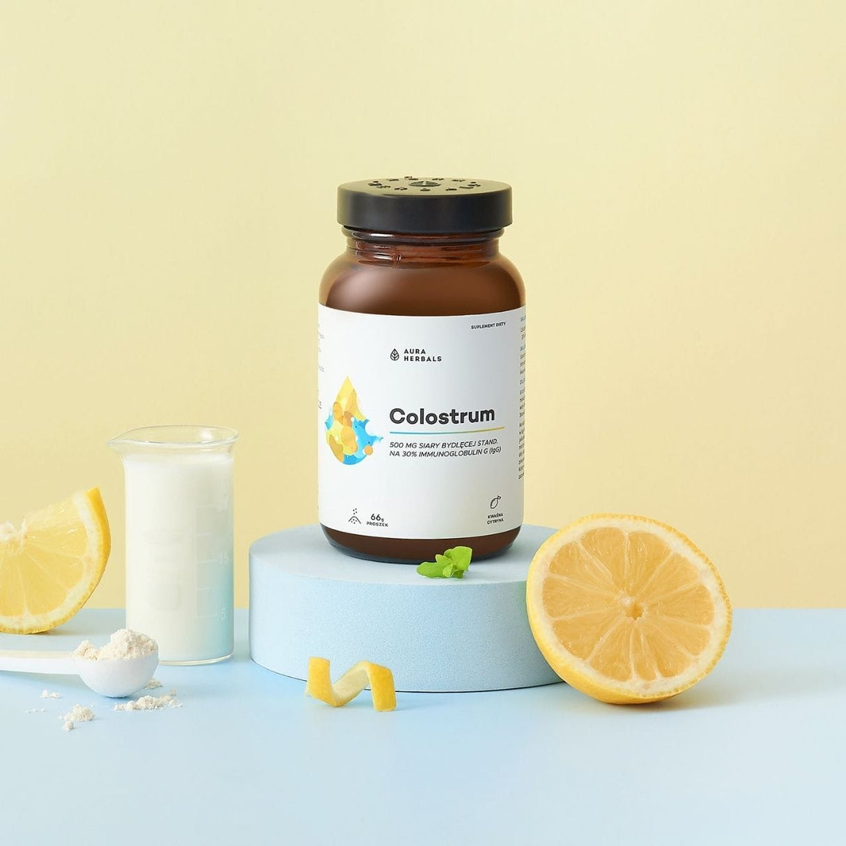 Aura Herbals Colostrum 500 mg, Sour Lemon - 66 g