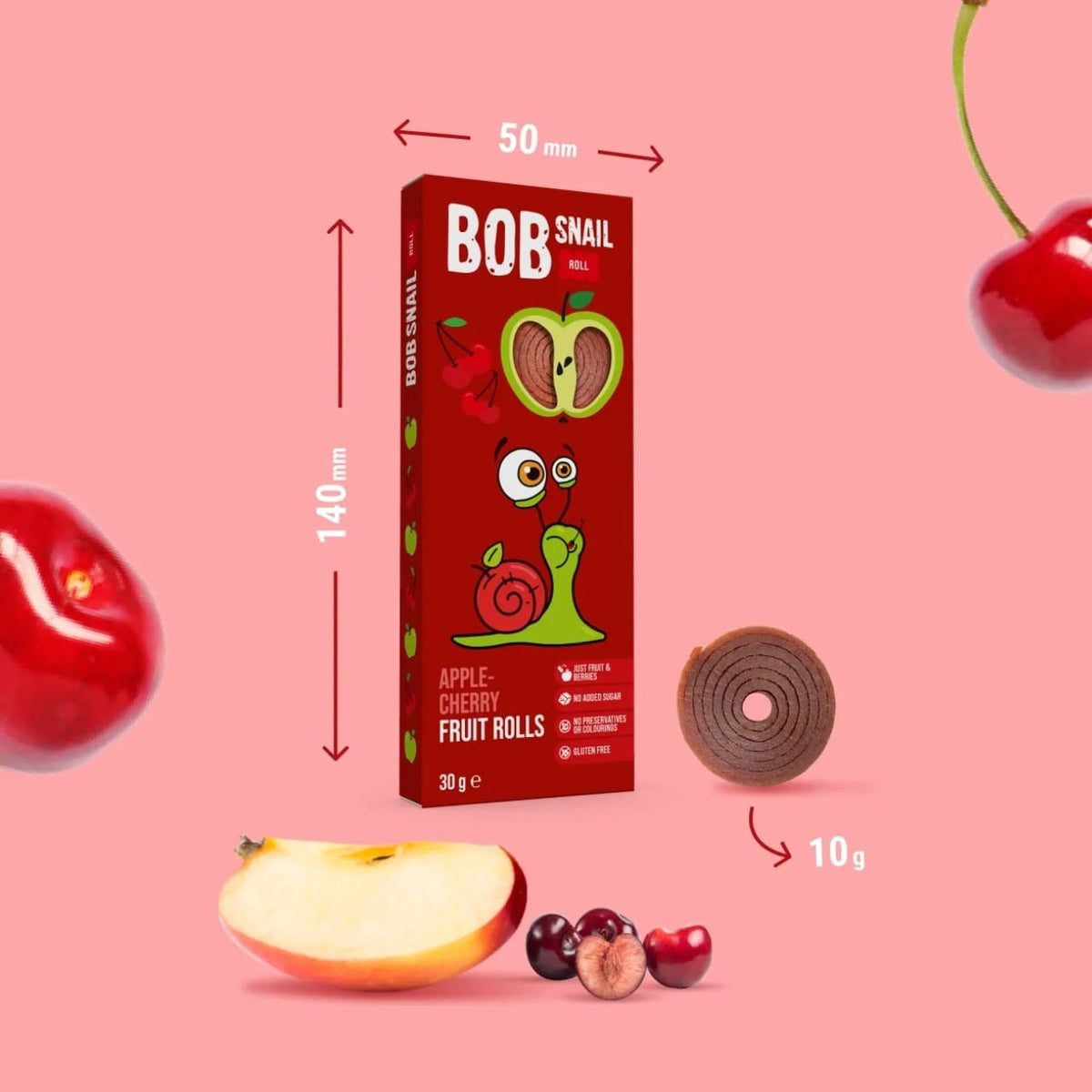 Bob Snail Rollsy Apple & Cherry Snack with No Added Sugar - 30 g