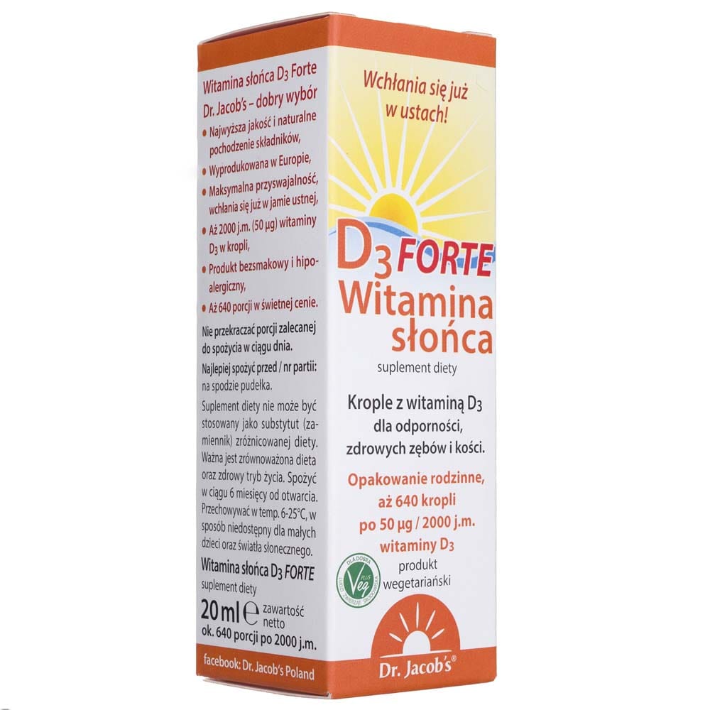 Dr. Jacob's Vitamin D3 FORTE, drops  - 20 ml