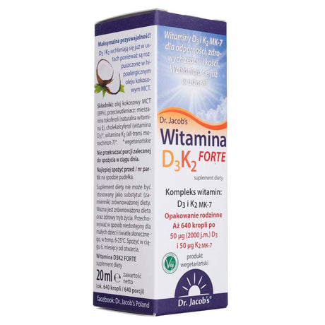 Dr. Jacob's Vitamin D3+K2 FORTE, drops - 20 ml