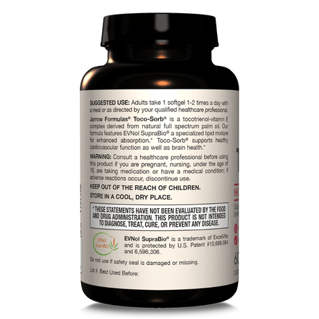 Jarrow Formulas Toco-Sorb, Mixed Tocotrienols and Vitamin E - 60 Softgels