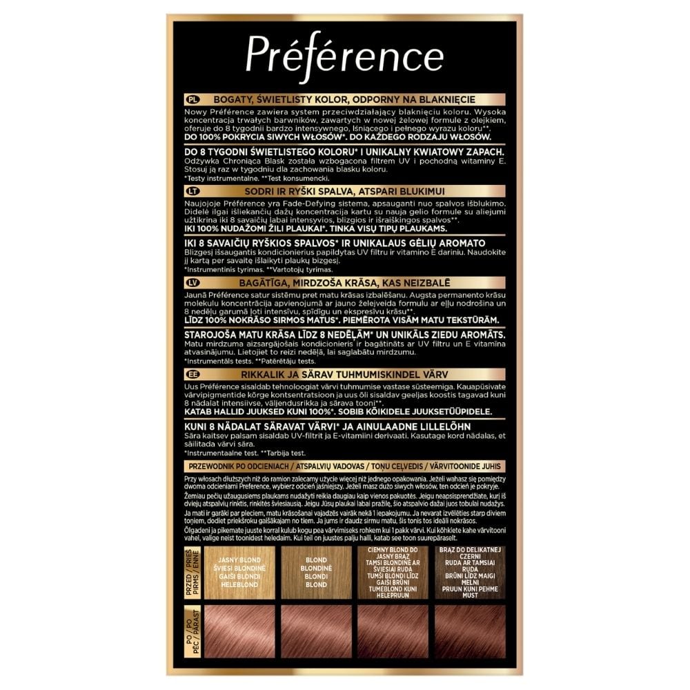 L'Oréal Paris Preference Hair Colour 7.23 Rich Rose, Iridescent Gold Blonde