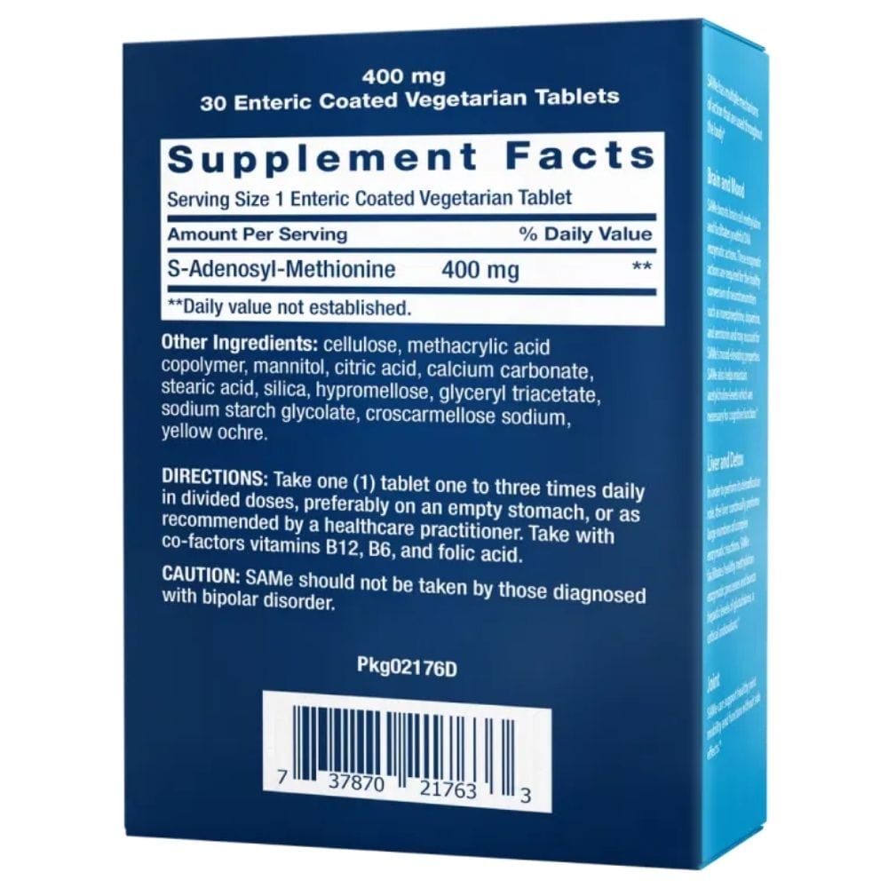 Life Extension SAMe S-adenosyl-methionine 400 mg - 30 Tablets