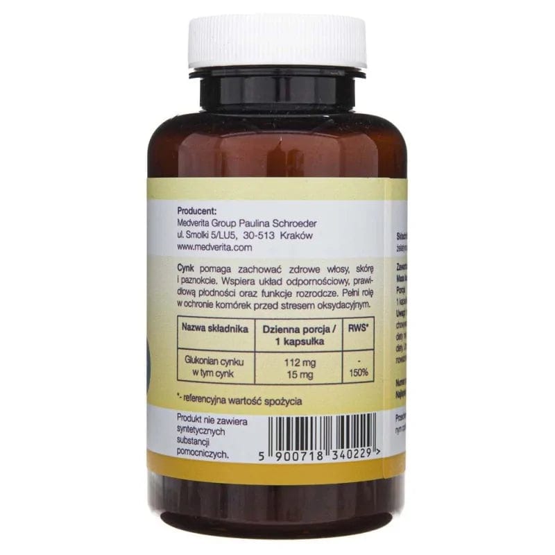 Medverita Zinc Gluconate 15 mg - 180 Capsules