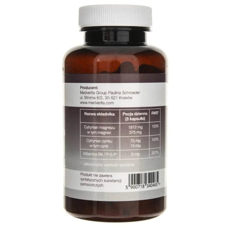 Medverita ZMP Zinc and Magnesium Citrates P-5-P - 100 Capsules