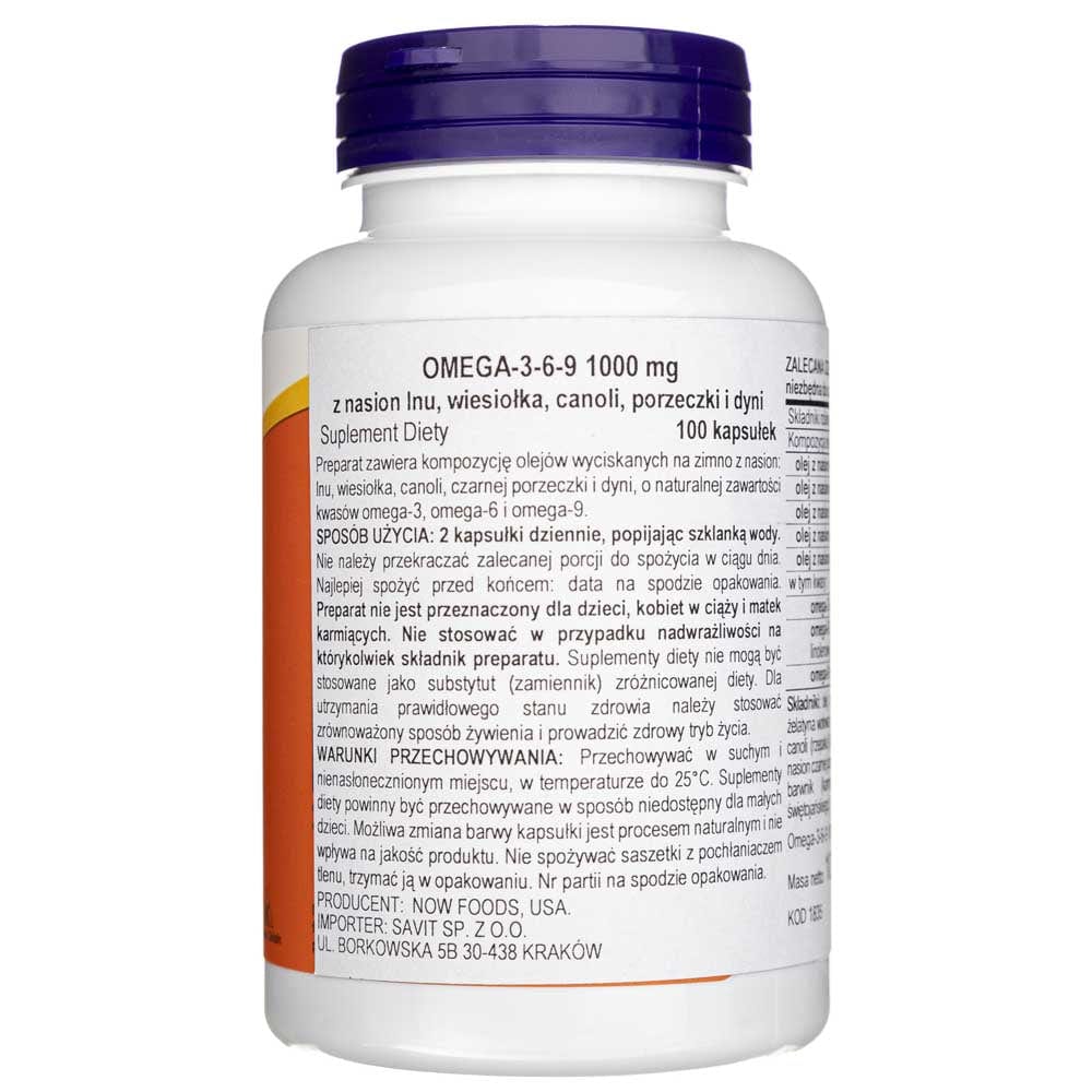 Now Foods Omega 3-6-9 1000 mg - 100 Softgels