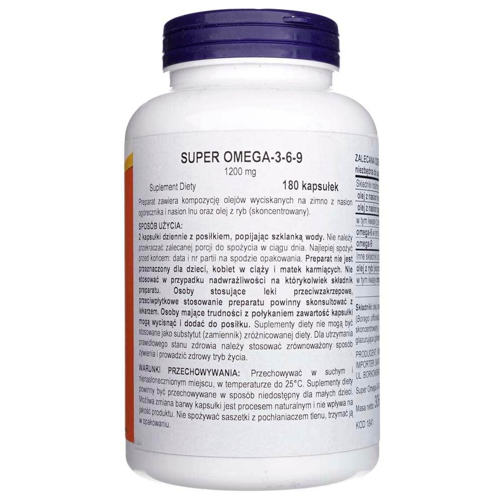 Now Foods Super Omega 3-6-9 1200 mg - 180 Softgels