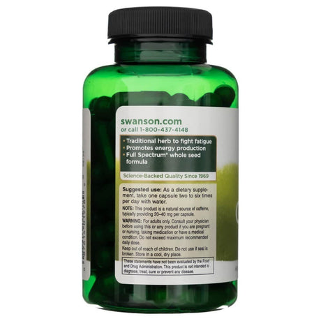 Swanson Guarana 500 mg - 100 Capsules