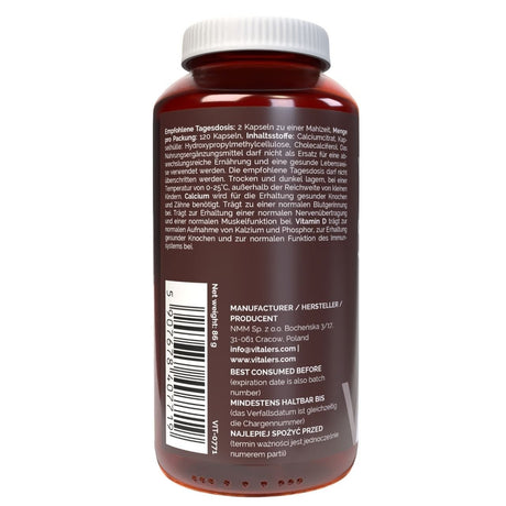 Vitaler's Calcium 120 mg + Vitamin D3 2000 IU - 120 Capsules