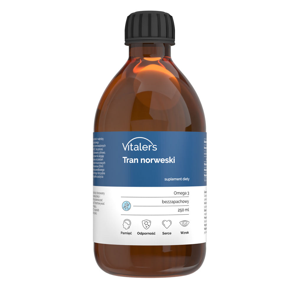 Vitaler's Omega-3 norvēģu mencu aknu eļļa, bez aromāta 1200 mg - 250 ml