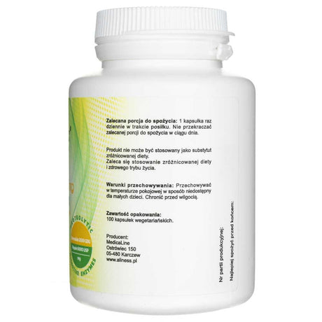 Aliness Bromelain 500 mg, Papain 200 mg - 100 Veg Capsules