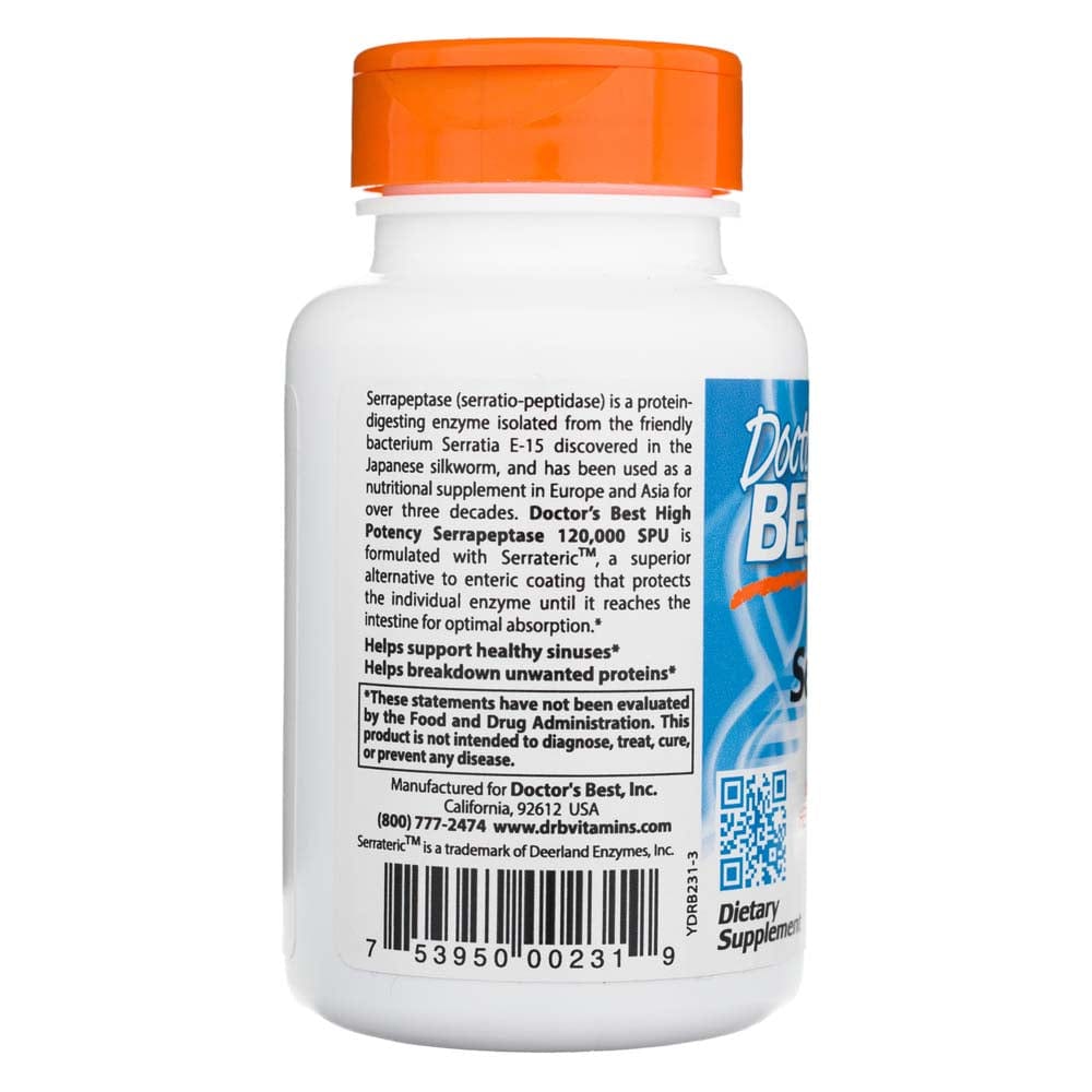 Doctor's Best  Serrapeptase 120,000 SPU  - 90 Veg Capsules