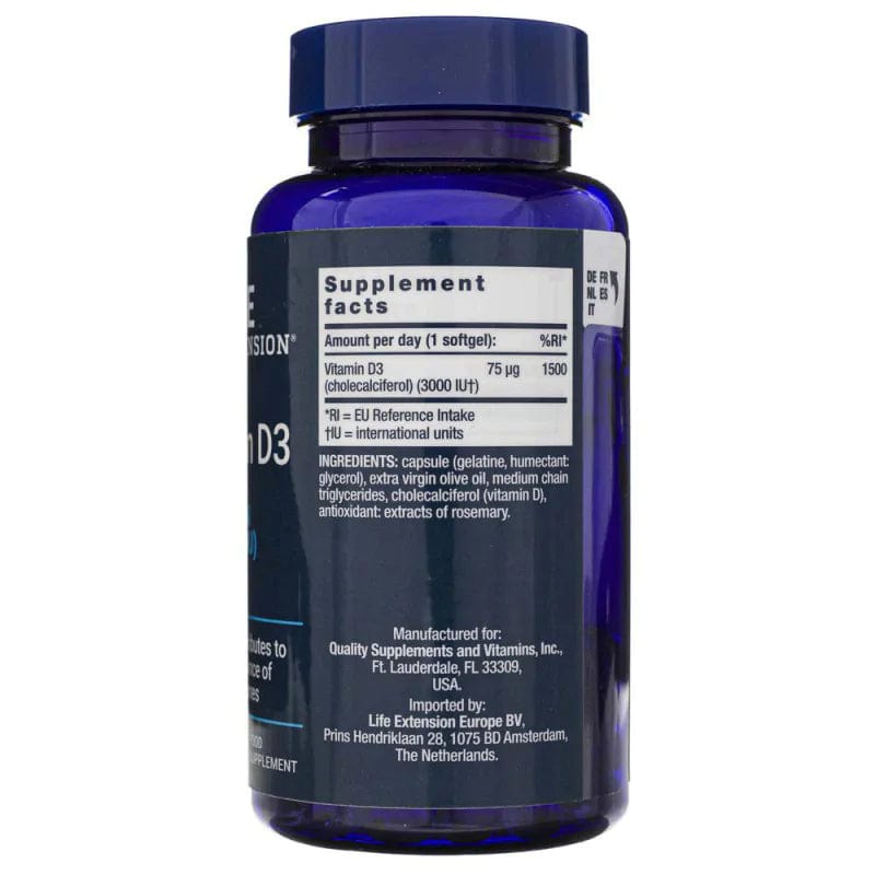 Life Extension Vitamin D3 75 mcg (3000 IU) EU - 120 Softgels