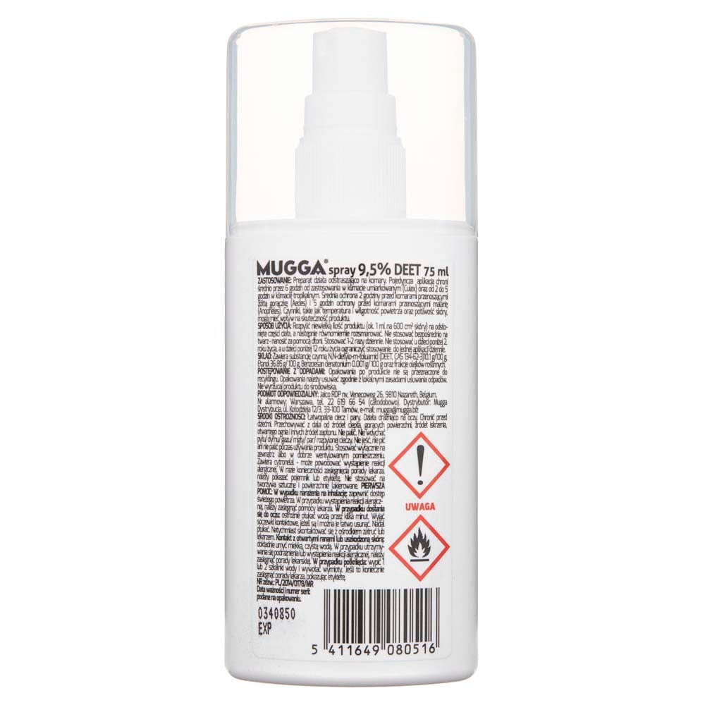 Mugga Spray 9,5% DEET, insect repellent - 75 ml