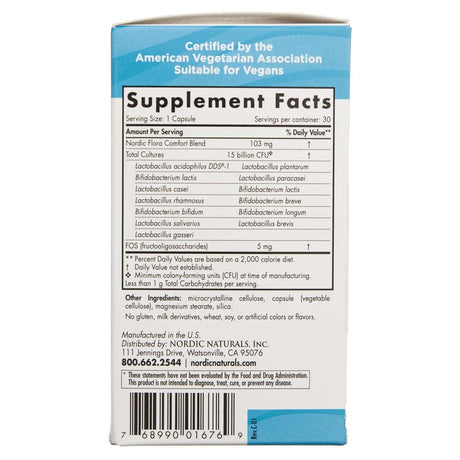 Nordic Naturals Nordic Flora Probiotic Comfort, 15 Billion CFU - 30 Capsules