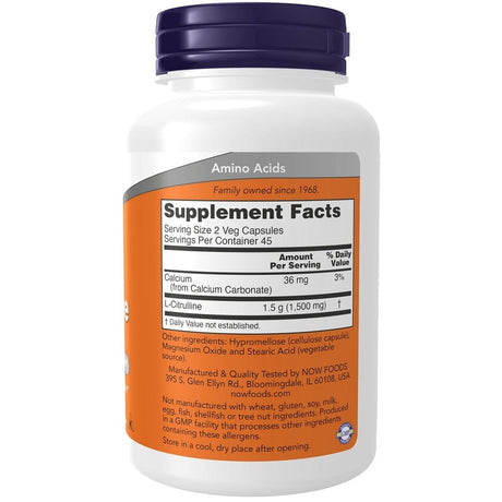 Now Foods L-Citrulline 750 mg - 90 Veg Capsules