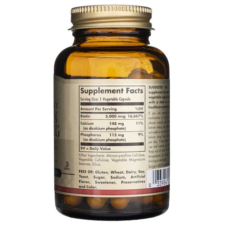 Solgar Biotin 5000 mcg - 50 Veg Capsules